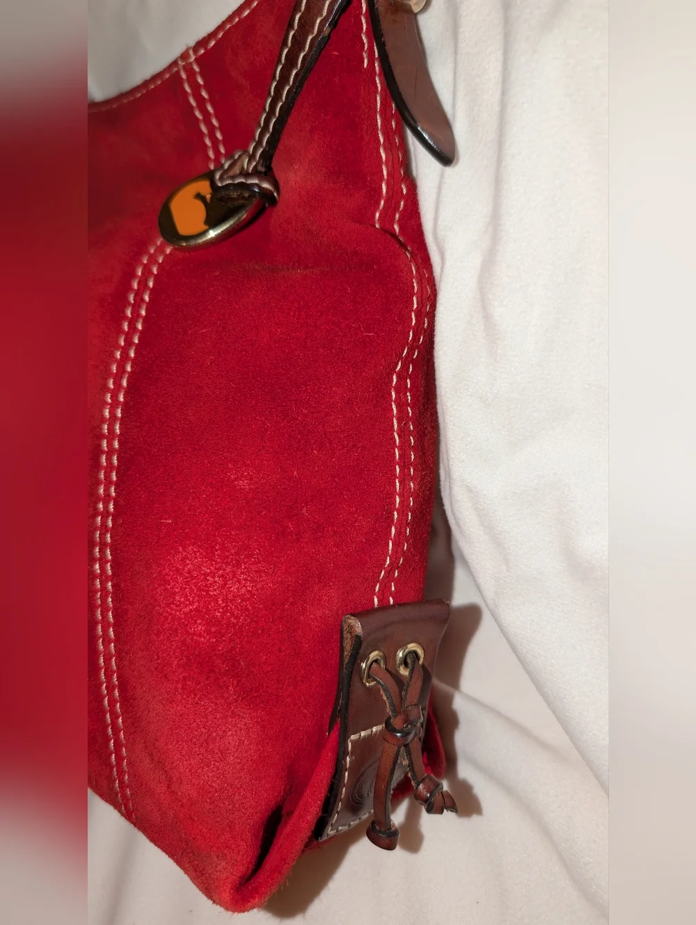 Dooney & Bourke Suede Hobo Bag Red GUC